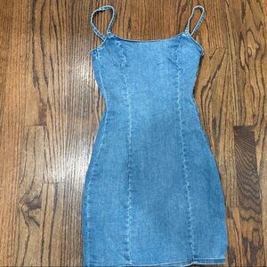 Blue Denim Spaghetti Strap Dress